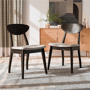 Furniture of America Pradan Solid Wood Side Chairs in Black Wenge (Set of 2)
