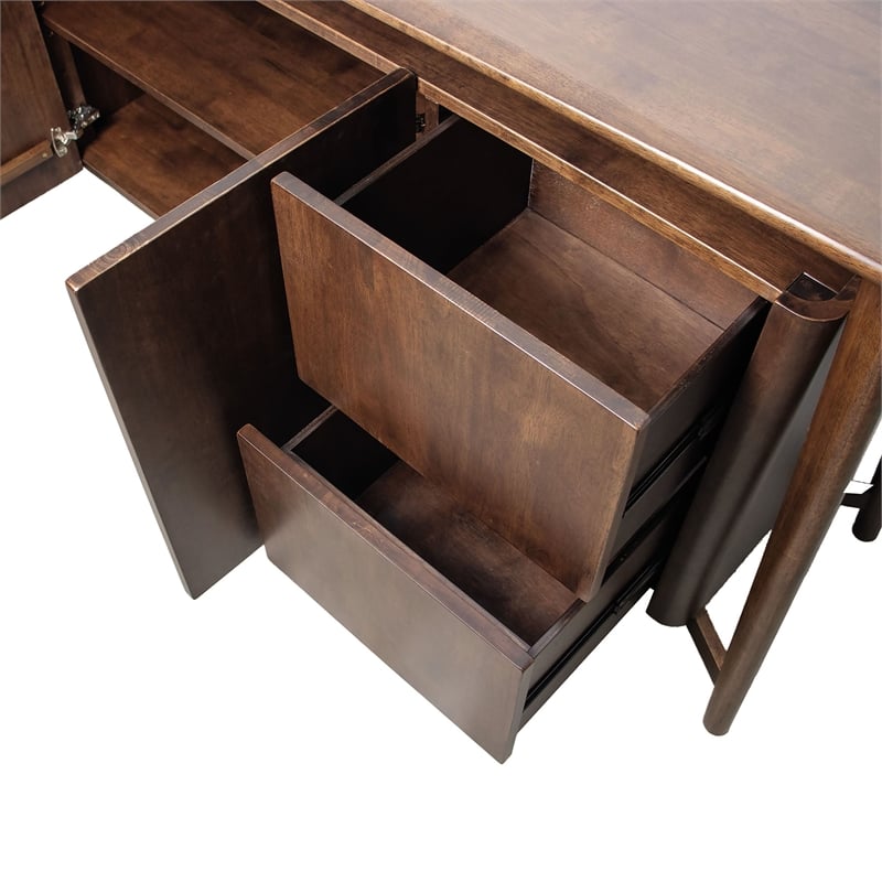 Furniture of America Pradan Solid Wood 2-Drawer Server in Rich Walnut