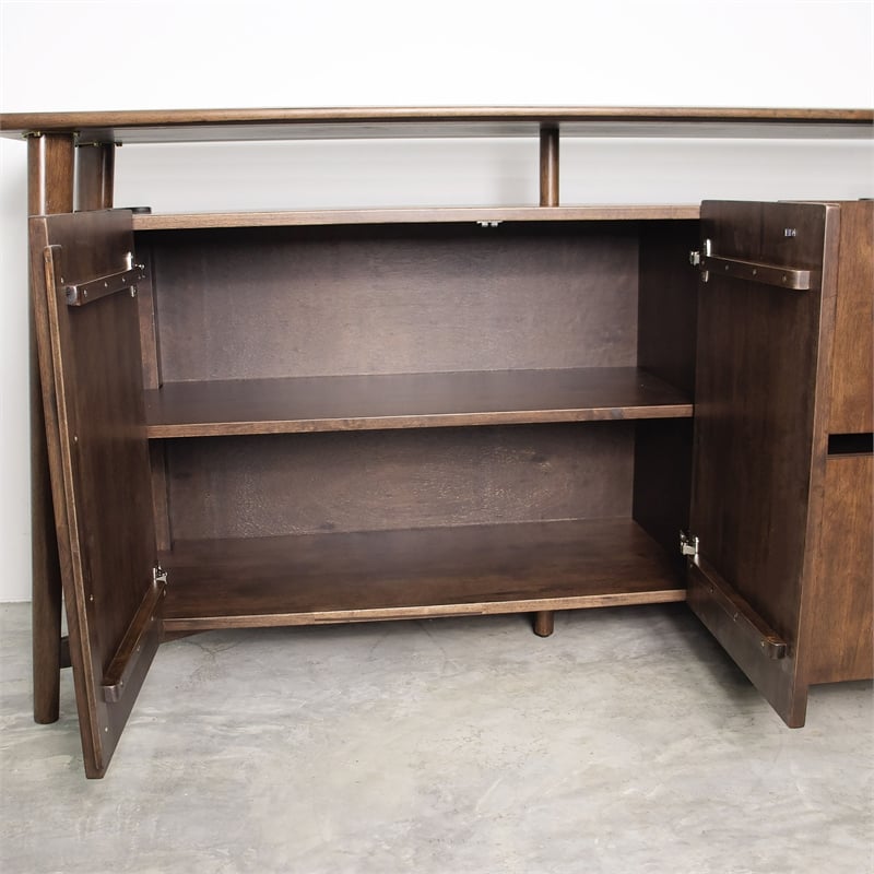 Furniture of America Pradan Solid Wood 2-Drawer Server in Rich Walnut