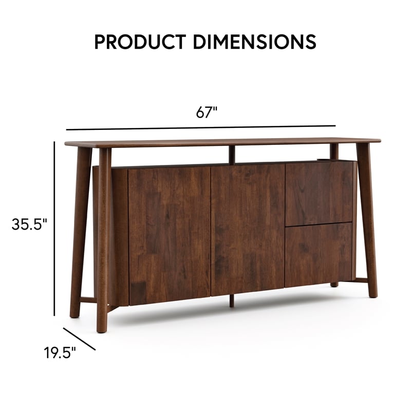 Furniture of America Pradan Solid Wood 2-Drawer Server in Rich Walnut