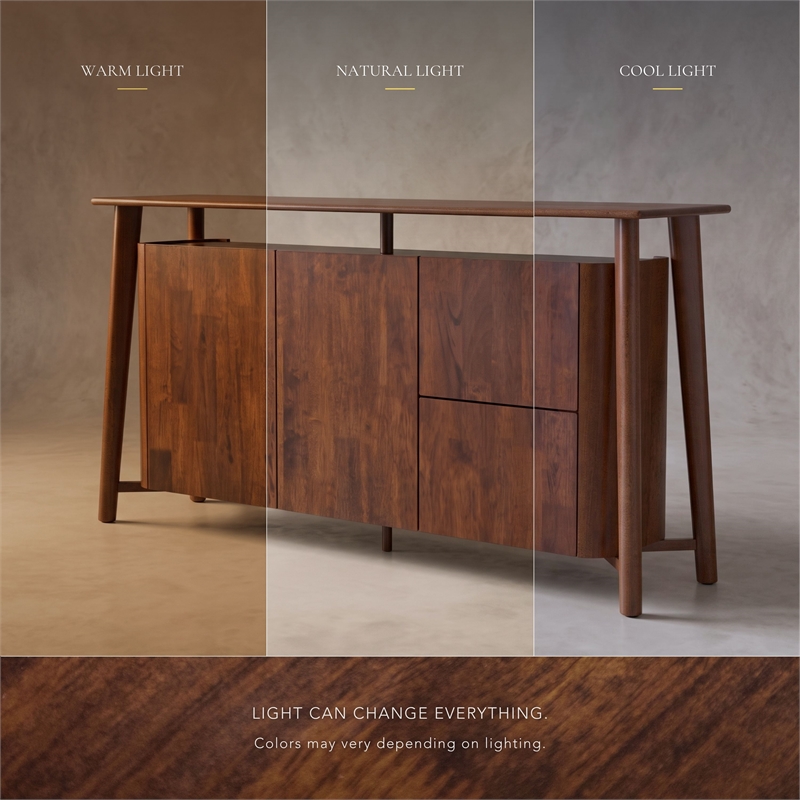Furniture of America Pradan Solid Wood 2-Drawer Server in Rich Walnut