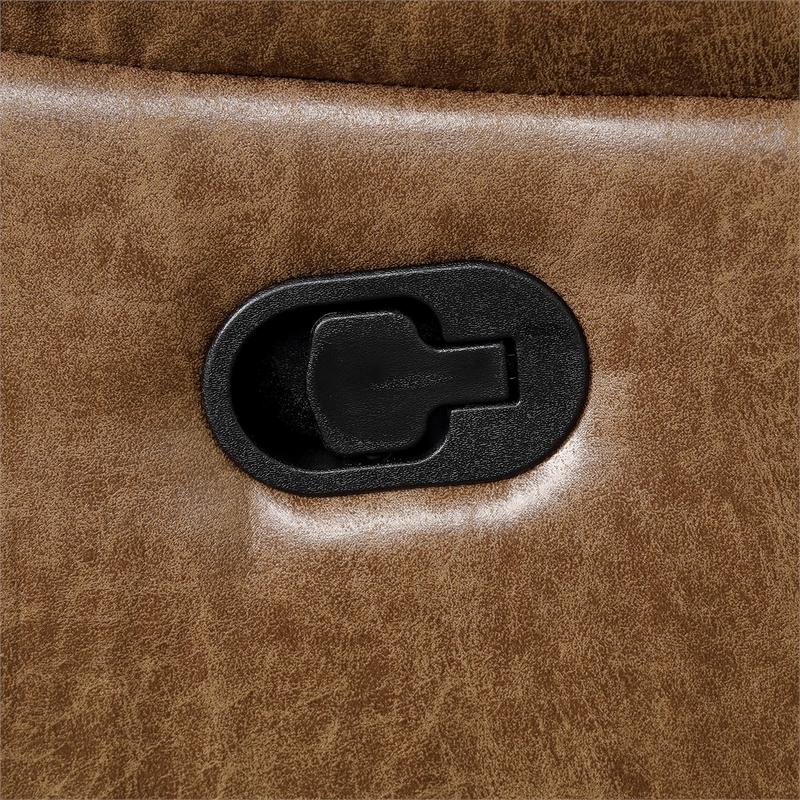 Furniture of America Ranshell Faux Leather Sofa with Drop-Down Table in Brown