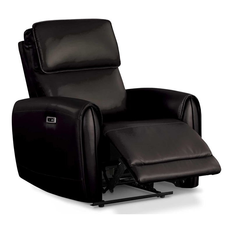 Furniture of America Alipark Faux Leather Power Recliner with USB Ports in Beige