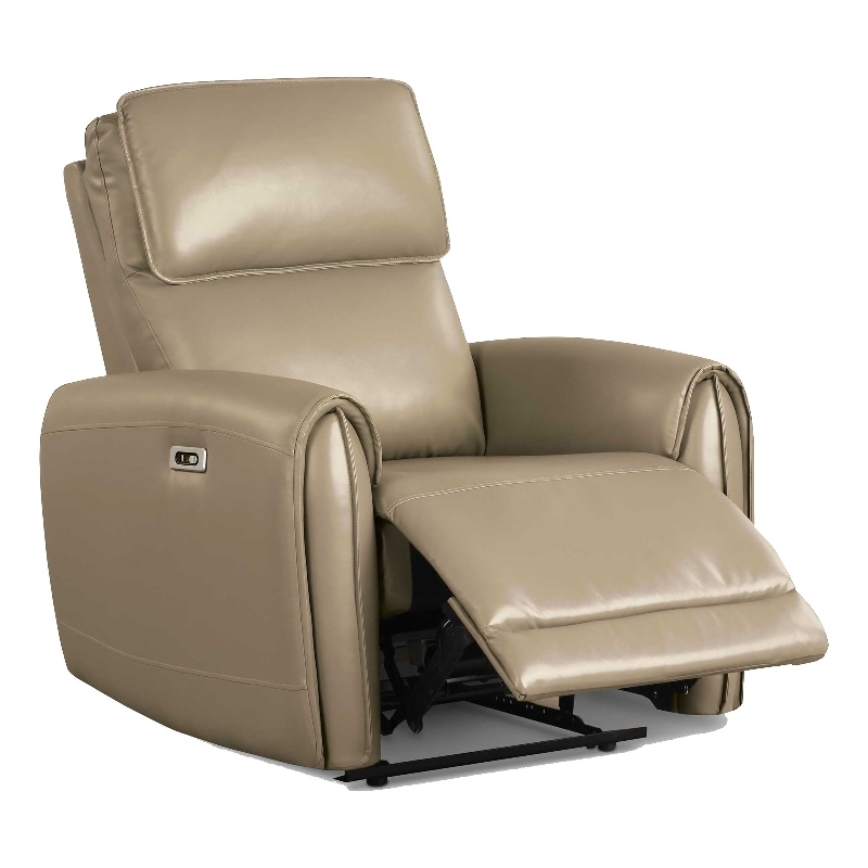 Furniture of America Alipark Faux Leather Power Recliner with USB Ports in Beige