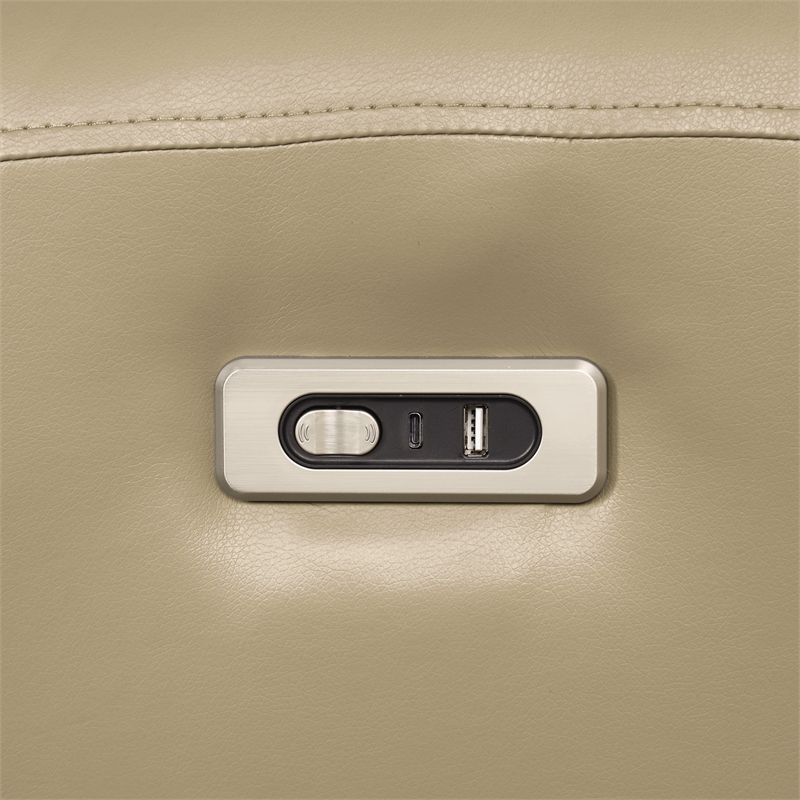 Furniture of America Alipark Faux Leather Power Loveseat with USB Ports in Beige