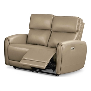 Furniture of America Alipark Faux Leather Power Loveseat with USB Ports in Beige