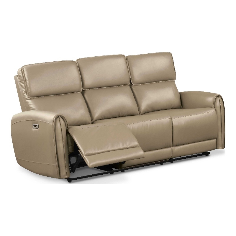 Furniture of America Alipark Faux Leather Power Sofa with USB Ports in Beige