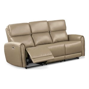 Furniture of America Alipark Faux Leather Power Sofa with USB Ports in Beige