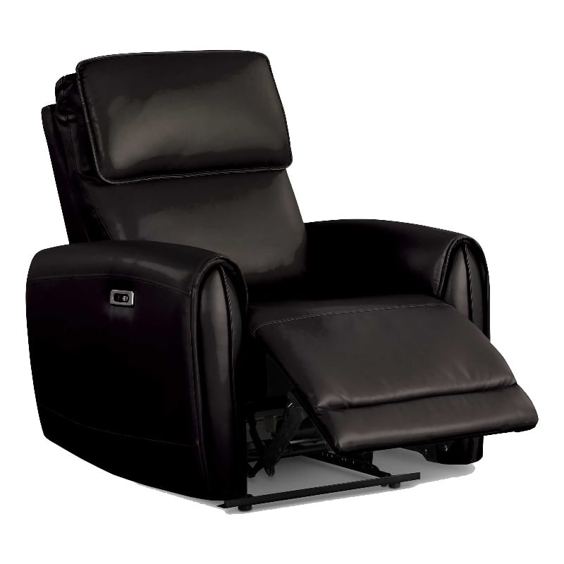 Furniture of America Alipark Faux Leather Power Recliner with USB Ports in Black
