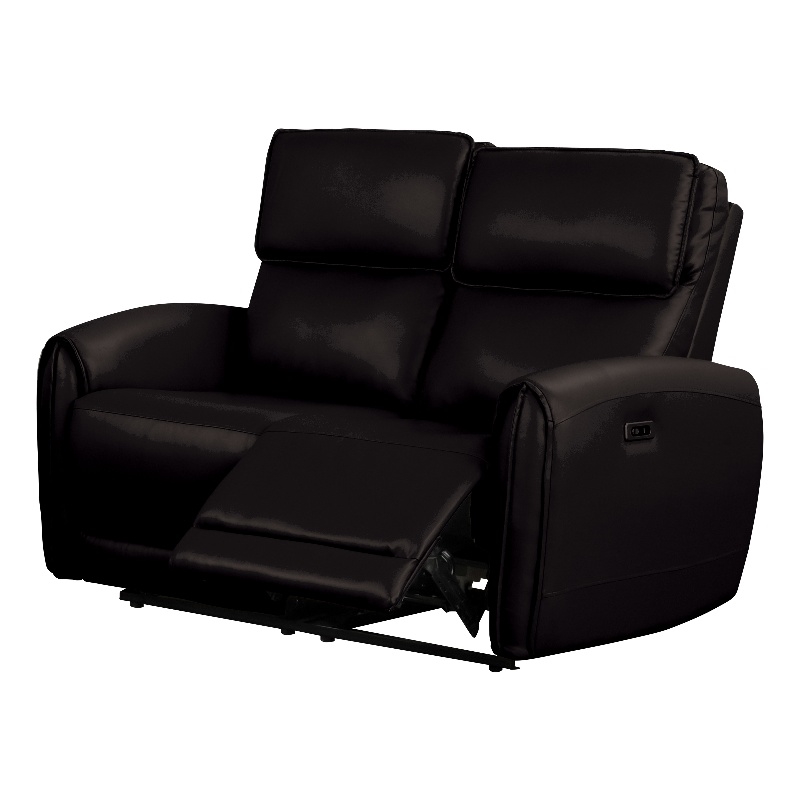 Furniture of America Alipark Faux Leather Power Loveseat with USB Ports in Black