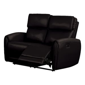 Furniture of America Alipark Faux Leather Power Loveseat with USB Ports in Black