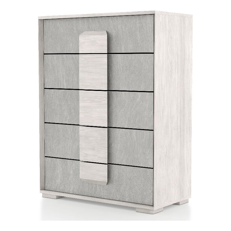 Furniture of America Sable Two Tone 5-Drawer Wood Chest in Washed White