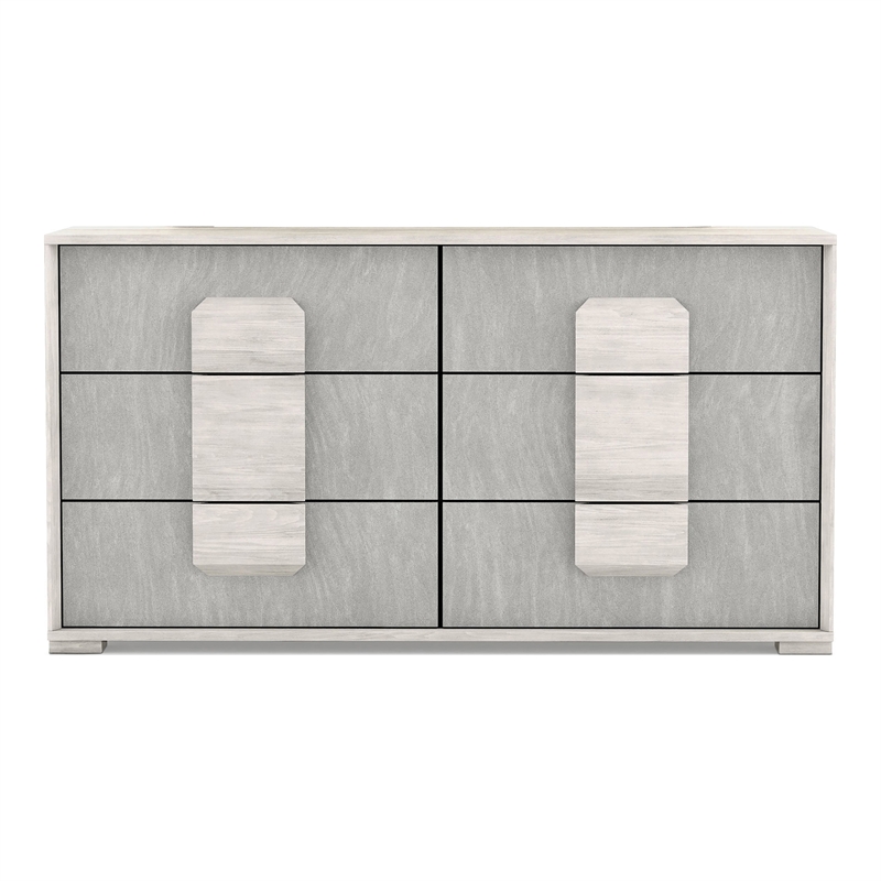 Furniture of America Sable Two Tone 6-Drawer Wood Dresser in Washed White