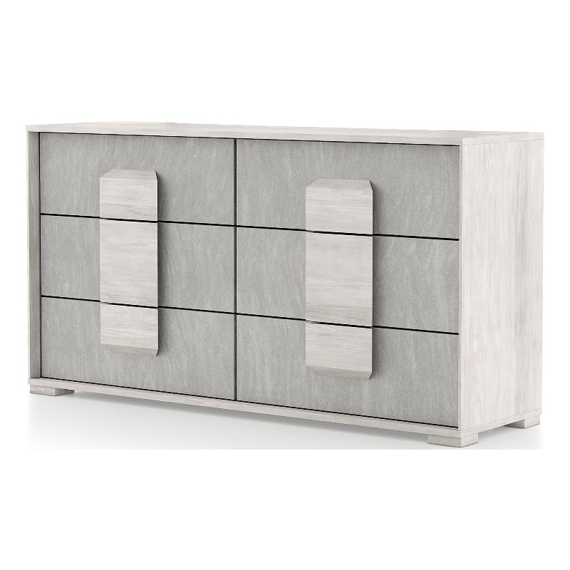 Furniture of America Sable Two Tone 6-Drawer Wood Dresser in Washed White