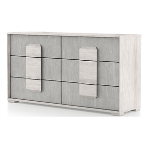 furniture of america sable two tone 6-drawer wood dresser in washed white