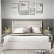 Furniture of America Sable LED Light Wood Eastern King Bed in Washed White