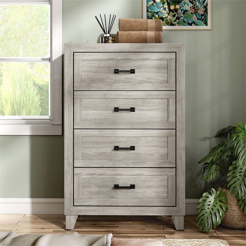 Furniture of America Junile 4-Drawer Wood Chest in Washed White