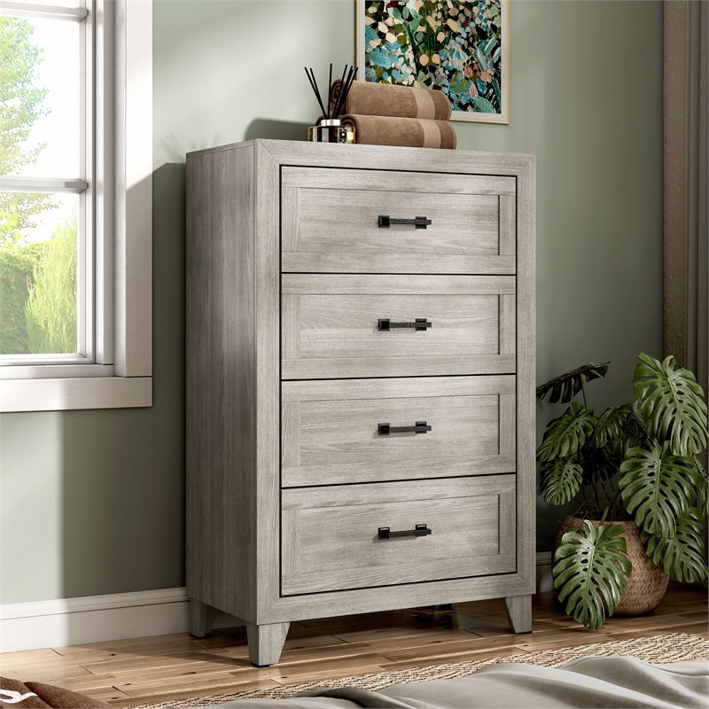 Furniture of America Junile 4-Drawer Wood Chest in Washed White