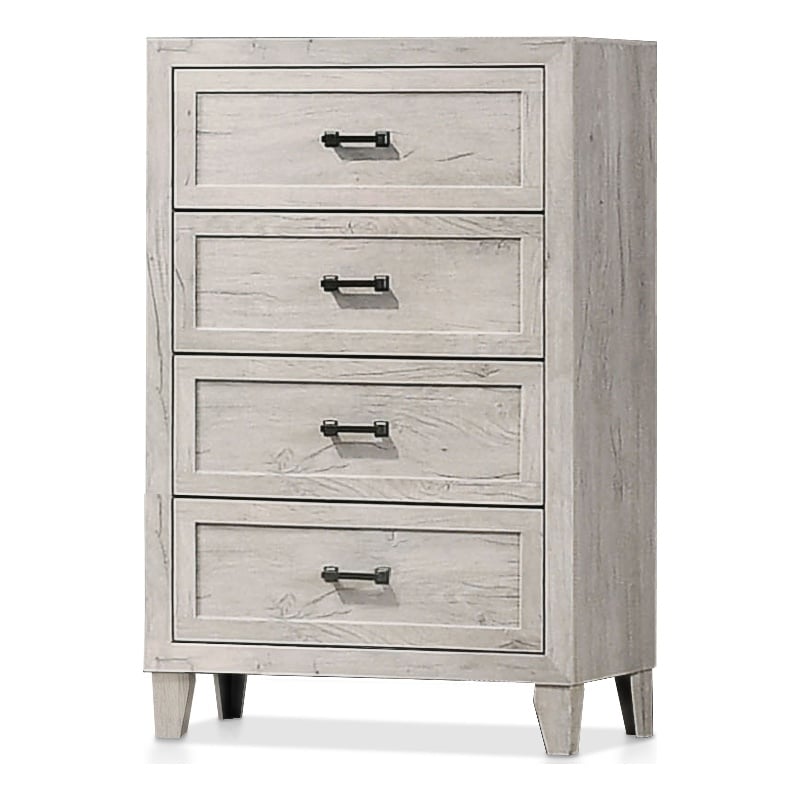 Furniture of America Junile 4-Drawer Wood Chest in Washed White