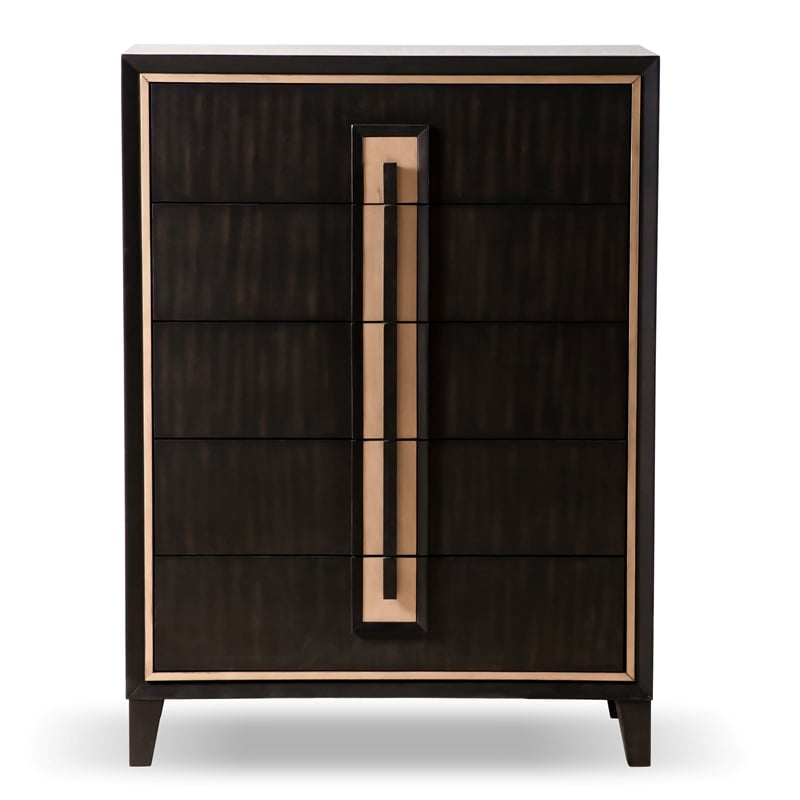 Furniture of America Wenton 5-Drawer Solid Wood Chest in Espresso