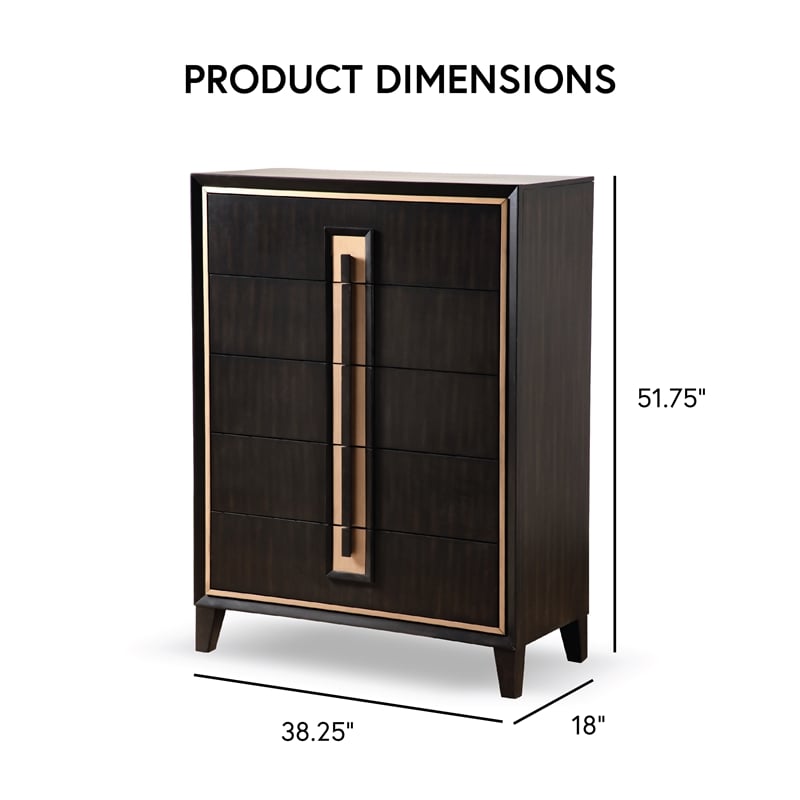 Furniture of America Wenton 5-Drawer Solid Wood Chest in Espresso