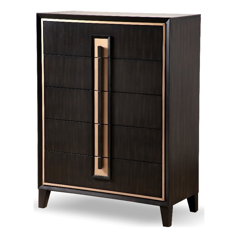 Furniture of America Wenton 5-Drawer Solid Wood Chest in Espresso