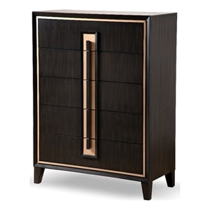 Furniture of America Wenton 5-Drawer Solid Wood Chest in Espresso