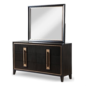 foa wenton 2-piece 6-drawer solid wood dresser and mirror set in espresso