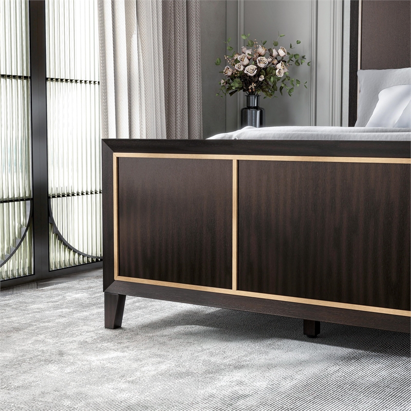 FOA Wenton 3-Piece Espresso Solid Wood Bedroom Set - King + 2 Nightstands