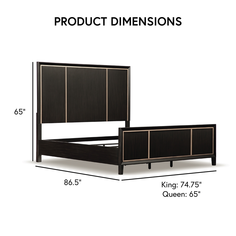 FOA Wenton 3-Piece Espresso Solid Wood Bedroom Set - King + 2 Nightstands