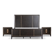 FOA Wenton 3-Piece Espresso Solid Wood Bedroom Set - King + 2 Nightstands