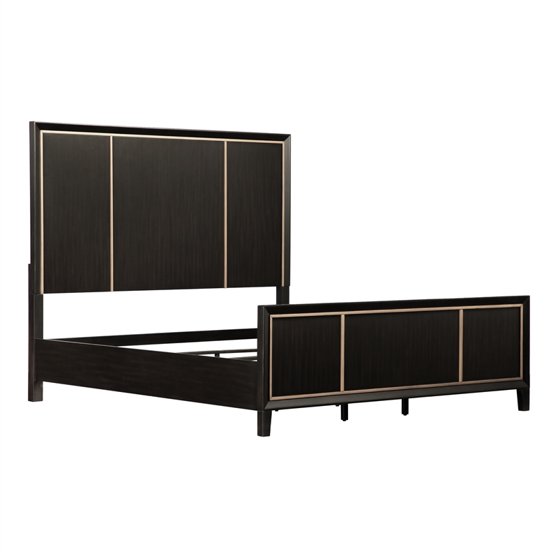 FOA Wenton 6pc Espresso Wood Bed Set - King+2 Nightstands+Chest+Dresser+Mirror