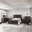 FOA Wenton 6pc Espresso Wood Bed Set - King+2 Nightstands+Chest+Dresser+Mirror