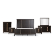 FOA Wenton 6pc Espresso Wood Bed Set - King+2 Nightstands+Chest+Dresser+Mirror