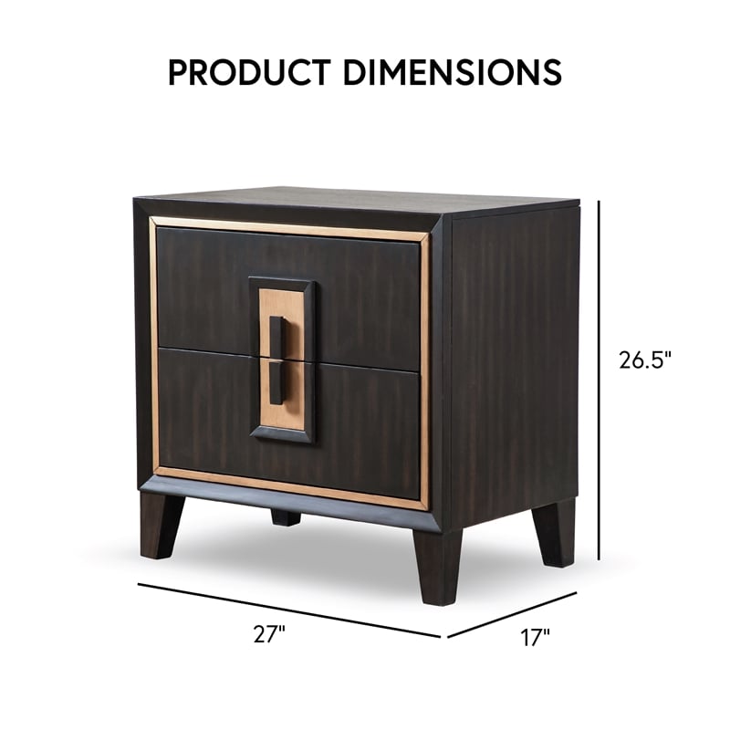 FOA Wenton 5pc Espresso Wood Bed Set - King + 2 Nightstands + Dresser + Mirror