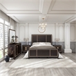 FOA Wenton 5pc Espresso Wood Bed Set - King + 2 Nightstands + Dresser + Mirror