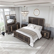 FOA Wenton 5pc Espresso Wood Bed Set - King + 2 Nightstands + Dresser + Mirror