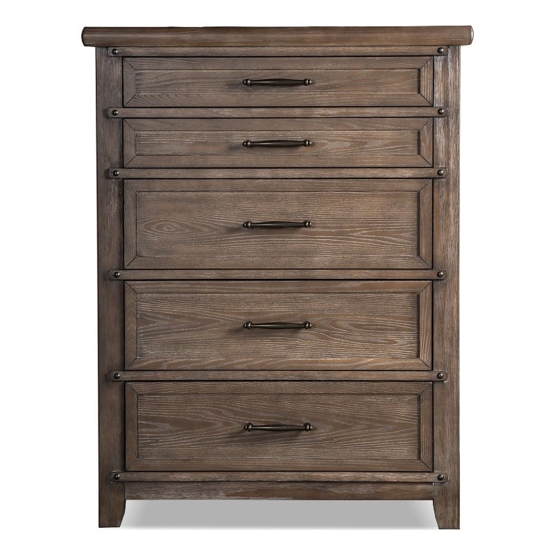 Furniture of America Saides 5-Drawer Solid Wood Chest in Brown