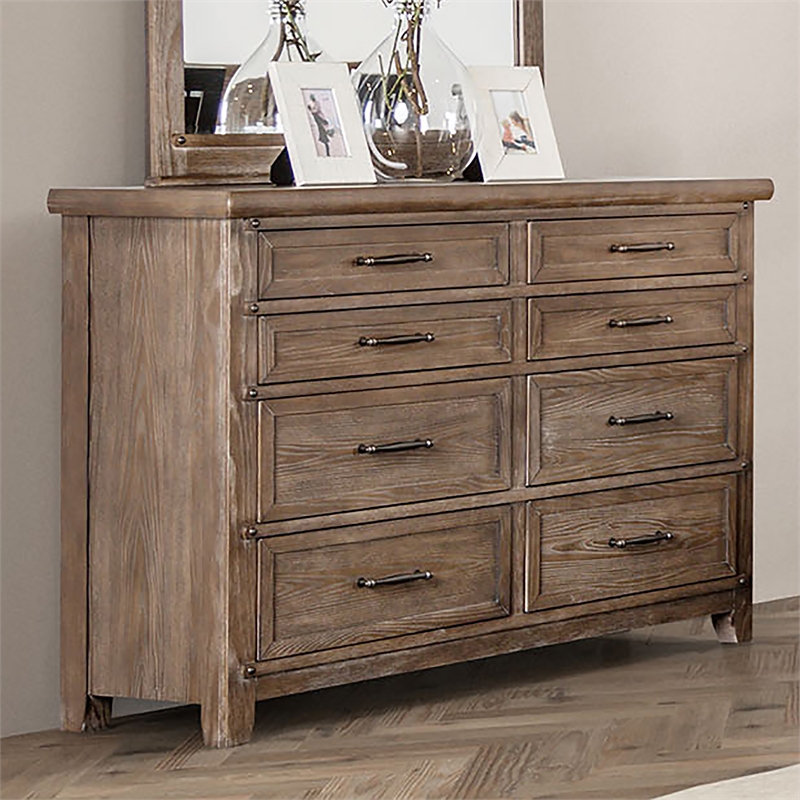 Furniture of America Saides 8-Drawer Solid Wood Dresser in Brown