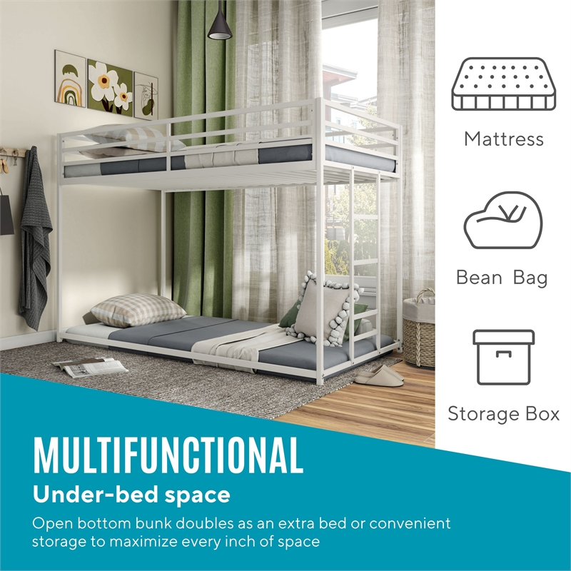 Furniture of America Saintel Iron Twin over Twin Bunk Bed in White