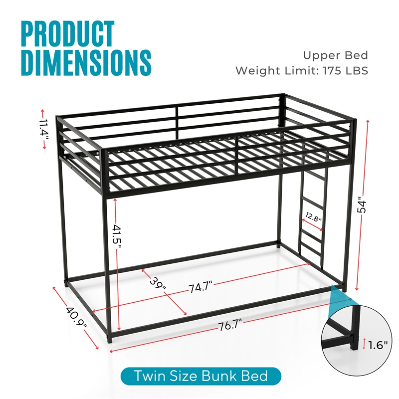 Furniture of America Saintel Iron Twin over Twin Bunk Bed in White