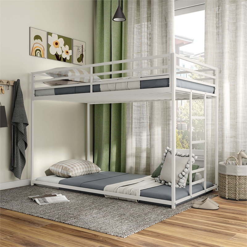 Furniture of America Saintel Iron Twin over Twin Bunk Bed in White