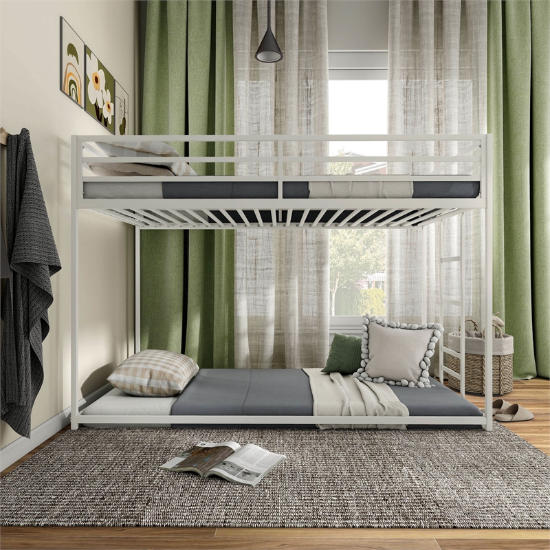 Furniture of America Saintel Iron Twin over Twin Bunk Bed in White
