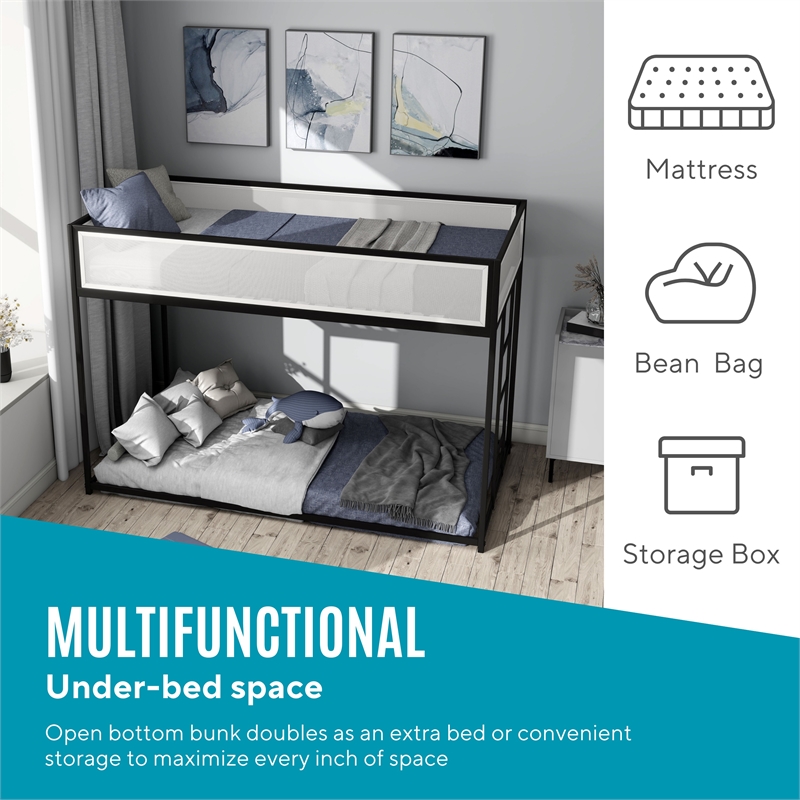 Furniture of America Druman Iron Twin over Twin Bunk Bed in Black