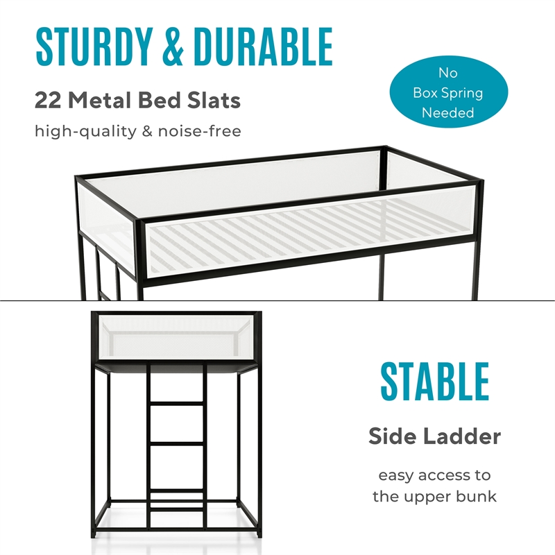 Furniture of America Druman Iron Twin over Twin Bunk Bed in Black