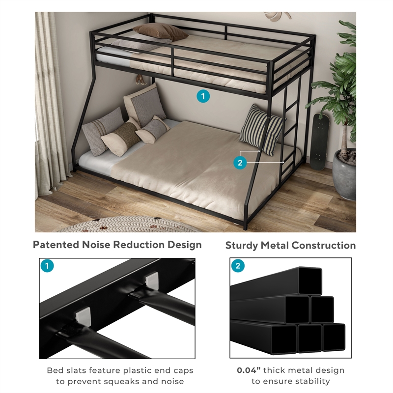 Furniture of America Saphere Iron Twin over Full Bunk Bed in White