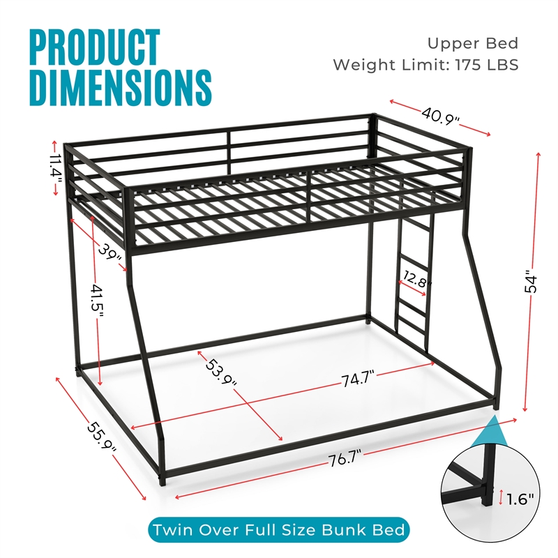 Furniture of America Saphere Iron Twin over Full Bunk Bed in White