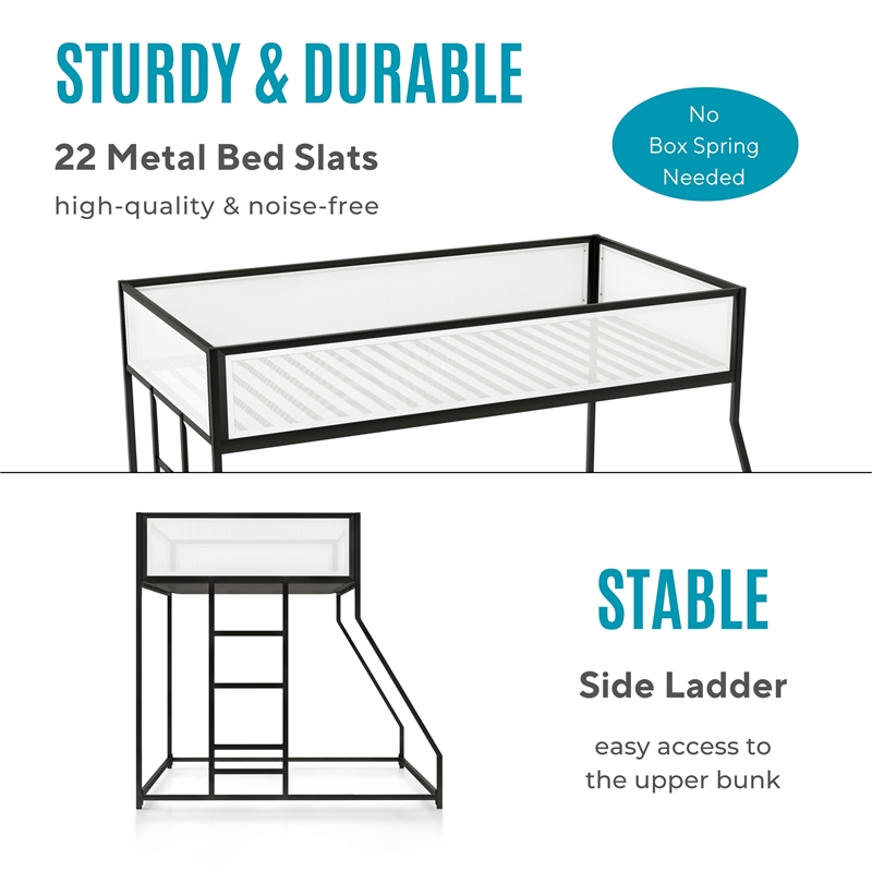 Furniture of America Eugen Iron Twin over Full Bunk Bed in Black