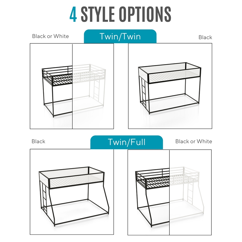 Furniture of America Eugen Iron Twin over Full Bunk Bed in Black