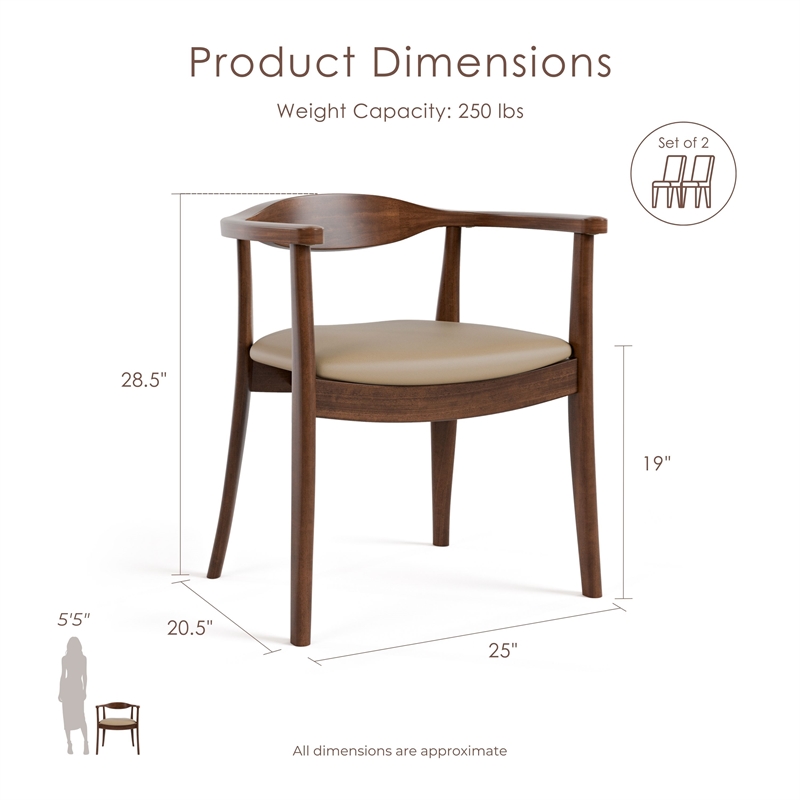 Furniture of America Ralmon Solid Wood Side Chairs in Rich Walnut (Set of 2)